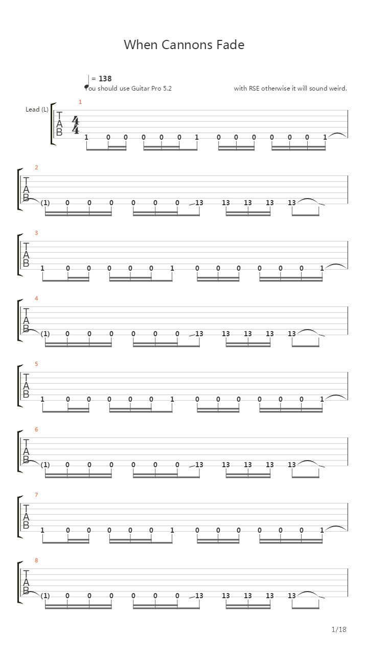 When Cannons Fade吉他谱