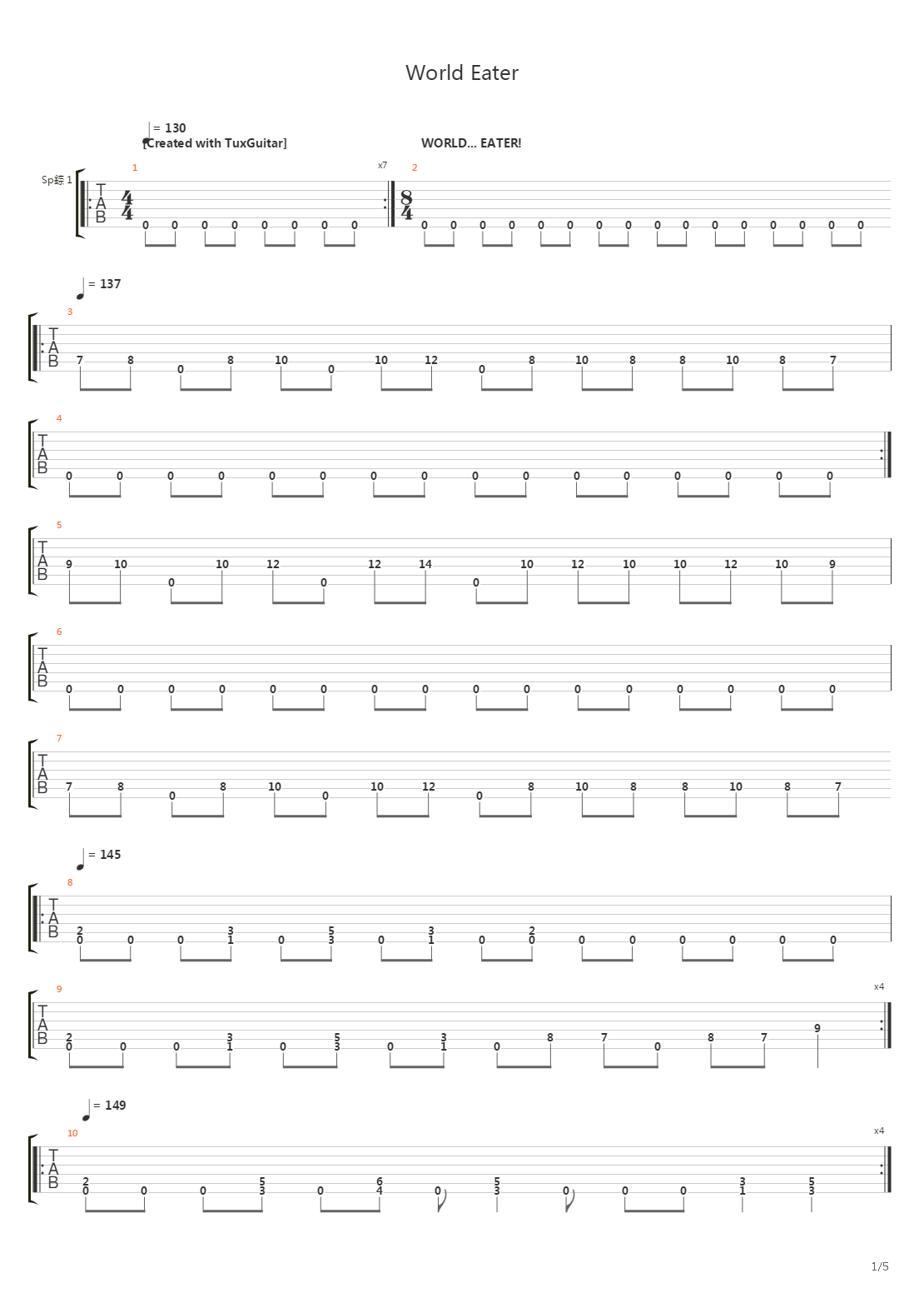 World Eater 94吉他谱