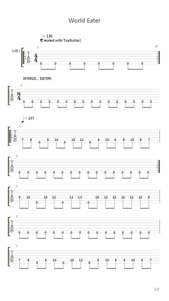 World Eater 94吉他谱