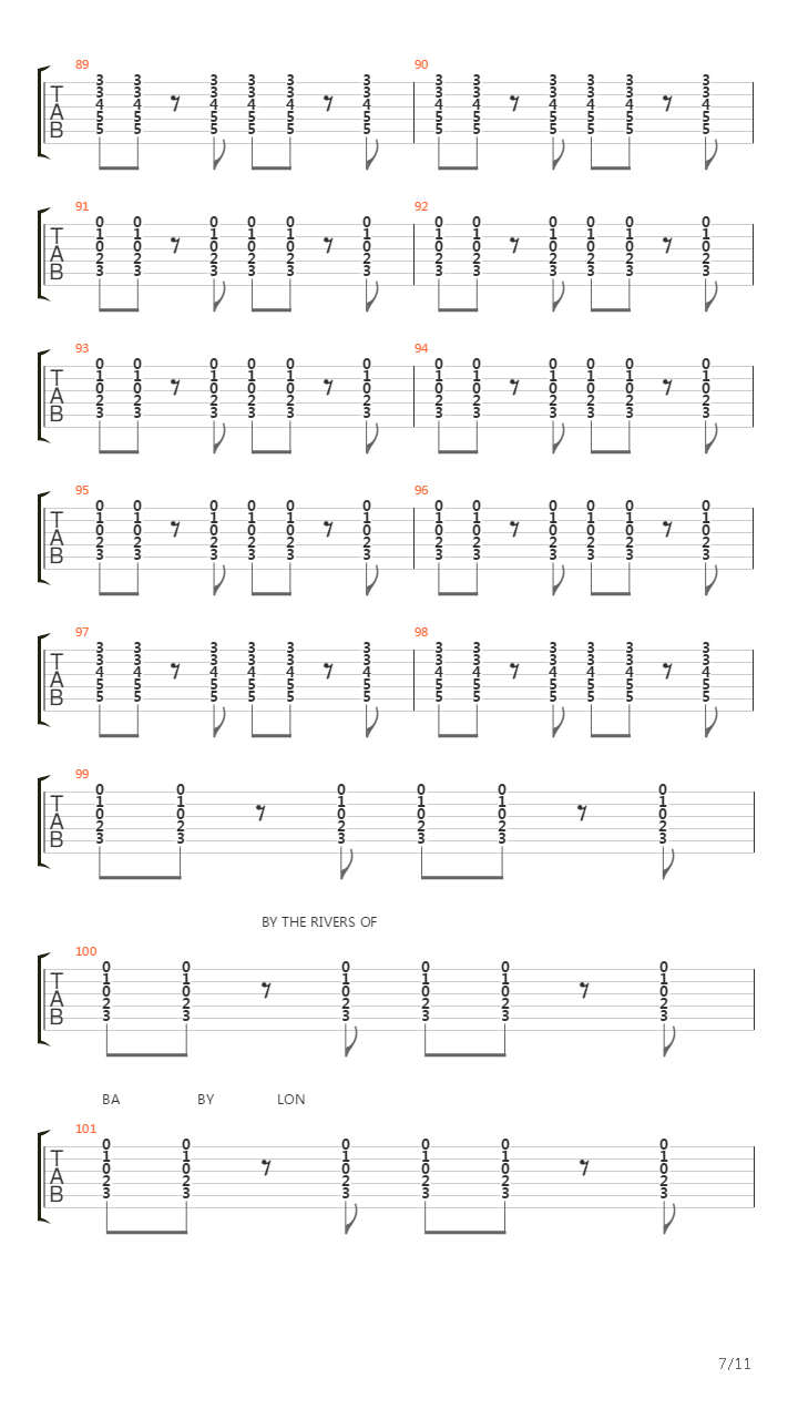 Rivers Of Babylon吉他谱