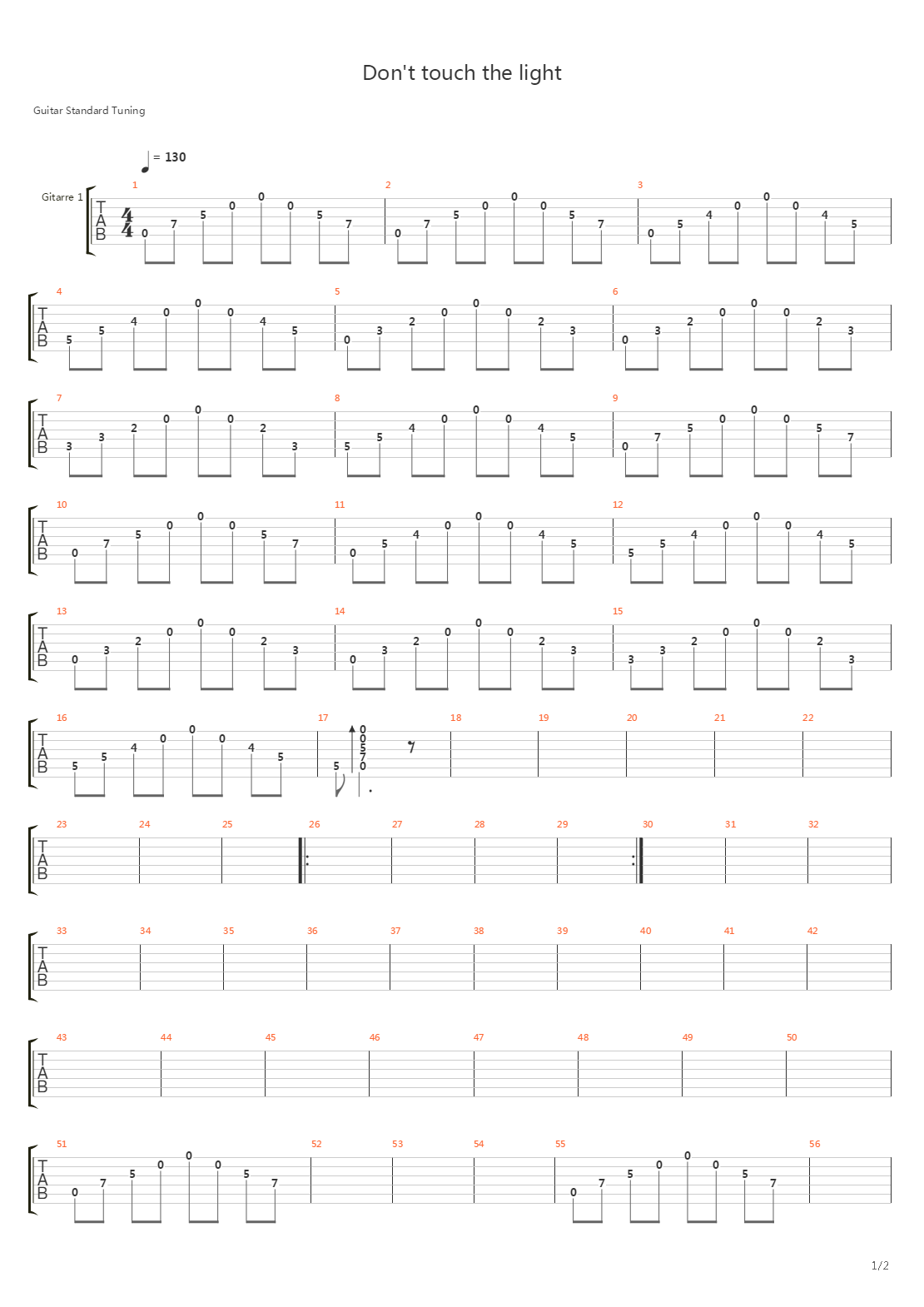 Dont Touch The Light吉他谱