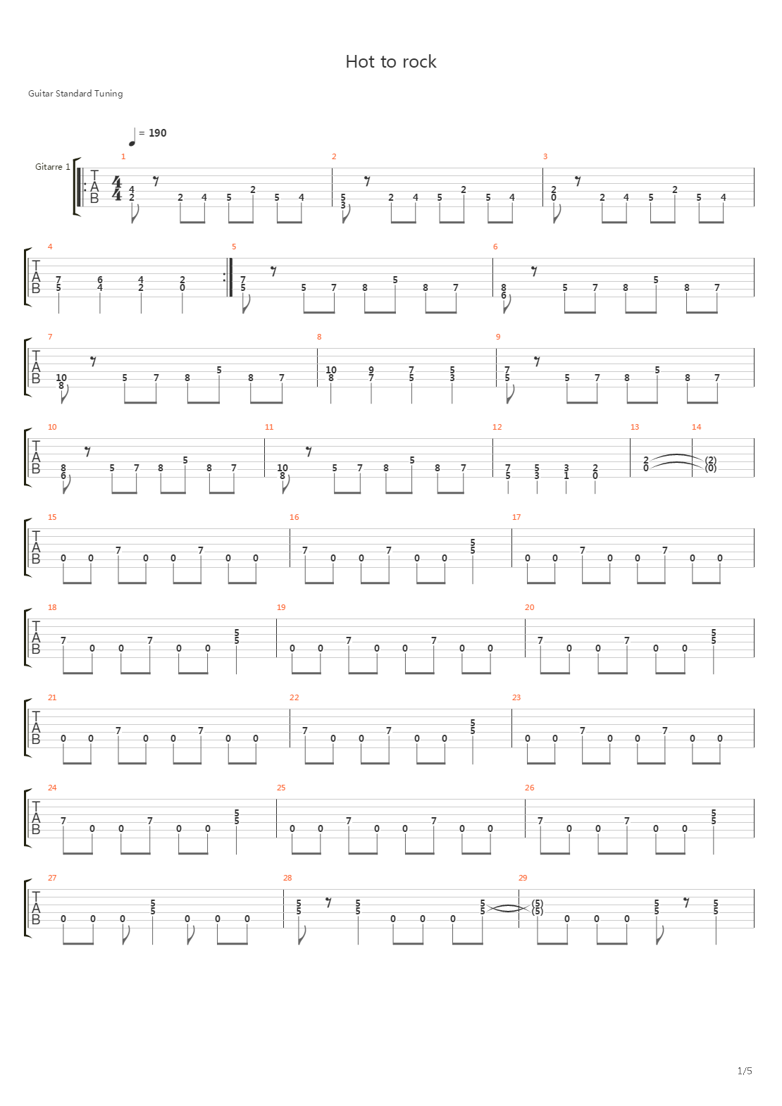 Hot To Rock吉他谱
