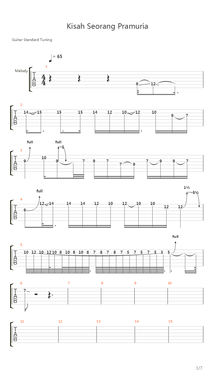 Kisah Seorang Pramuria吉他谱