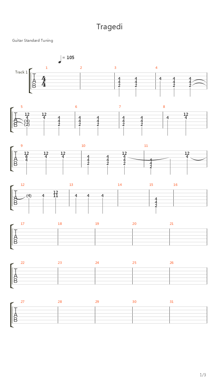 Tragedi吉他谱