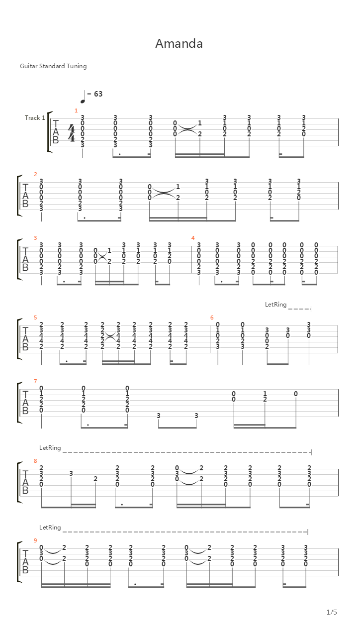 Amanda吉他谱