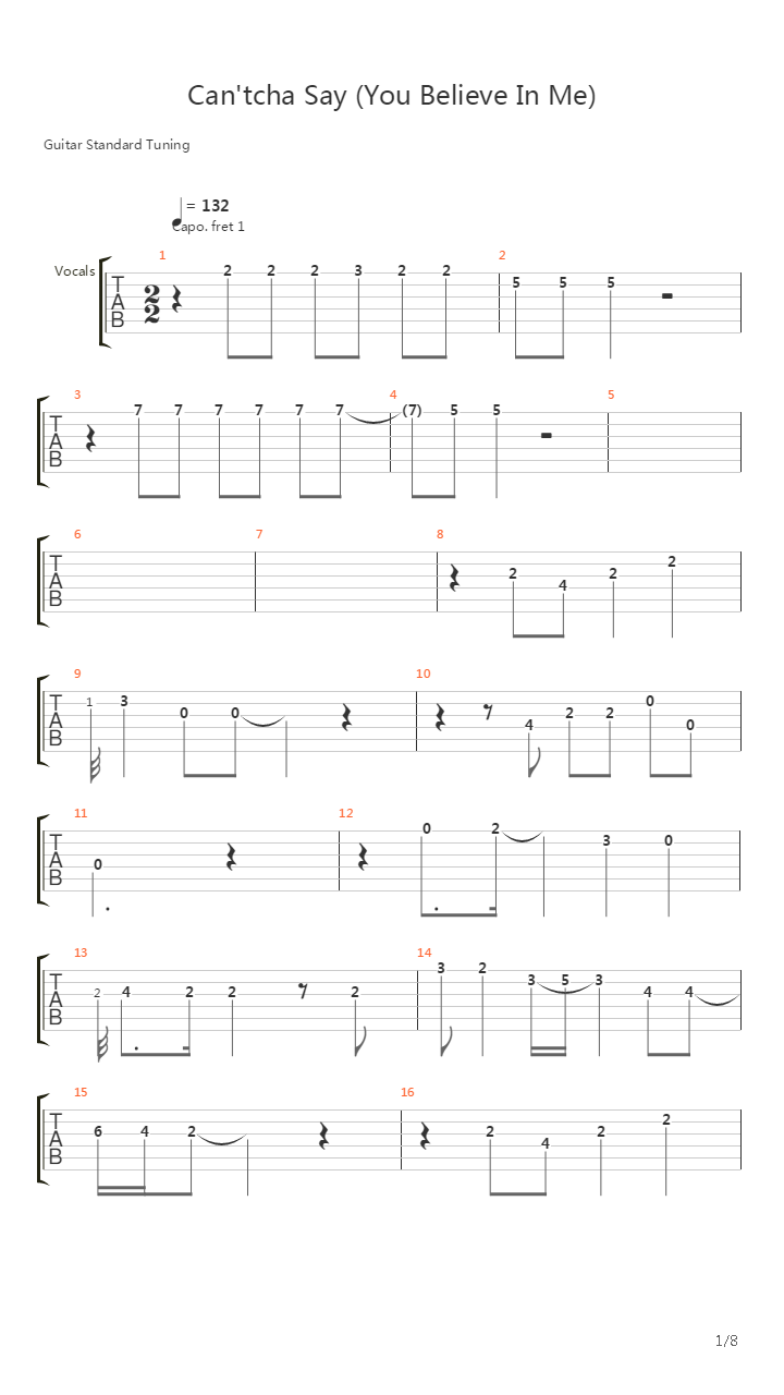 Cantcha Say You Believe In Me吉他谱