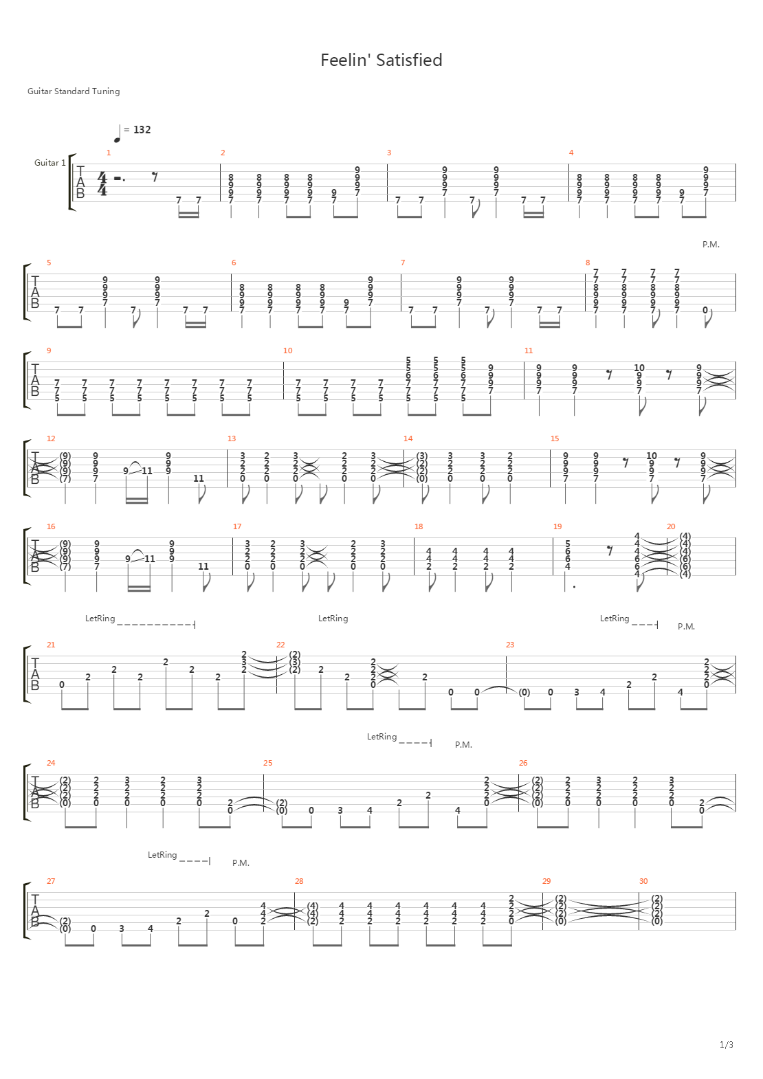 Feelin Satisfied吉他谱