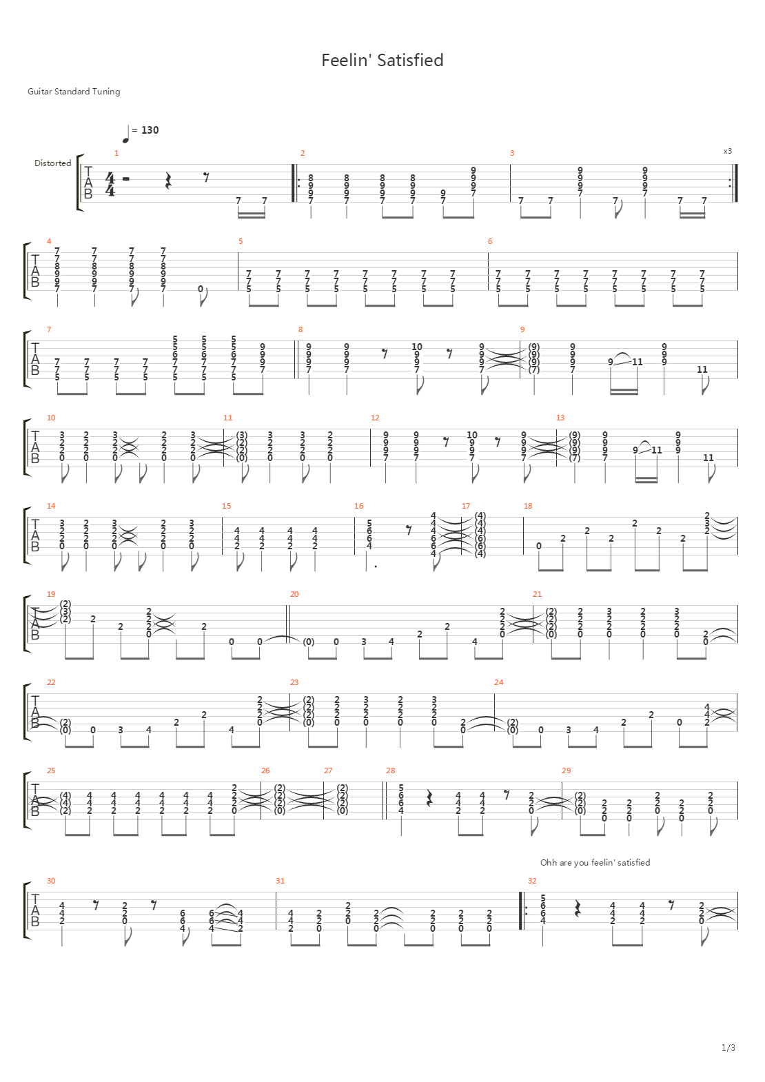 Feelin Satisfied吉他谱