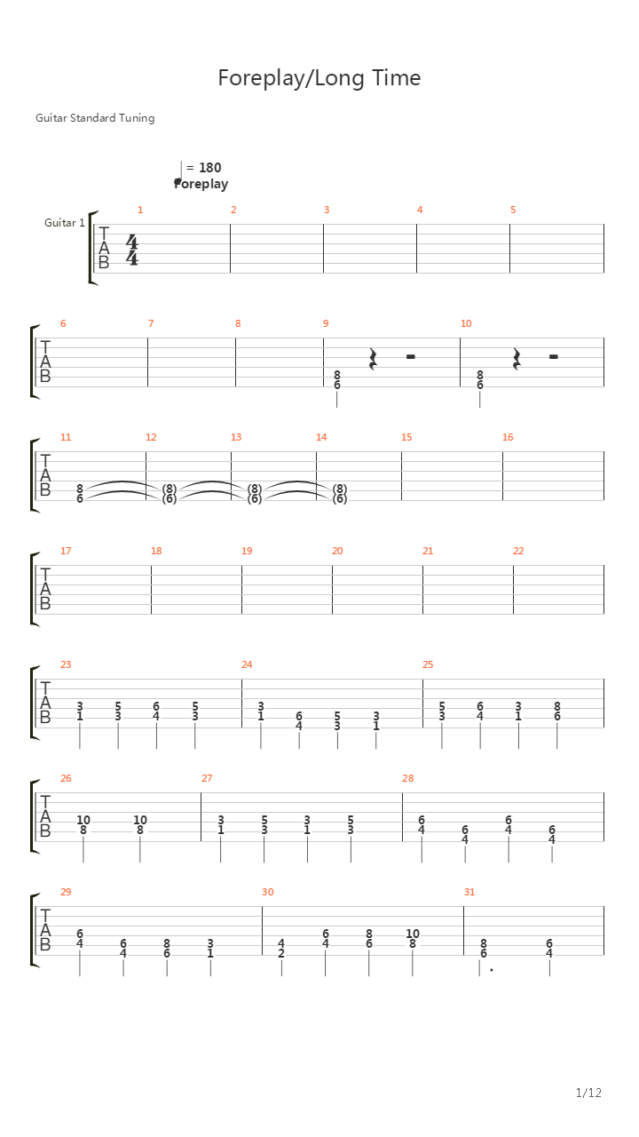 Foreplaylong Time吉他谱
