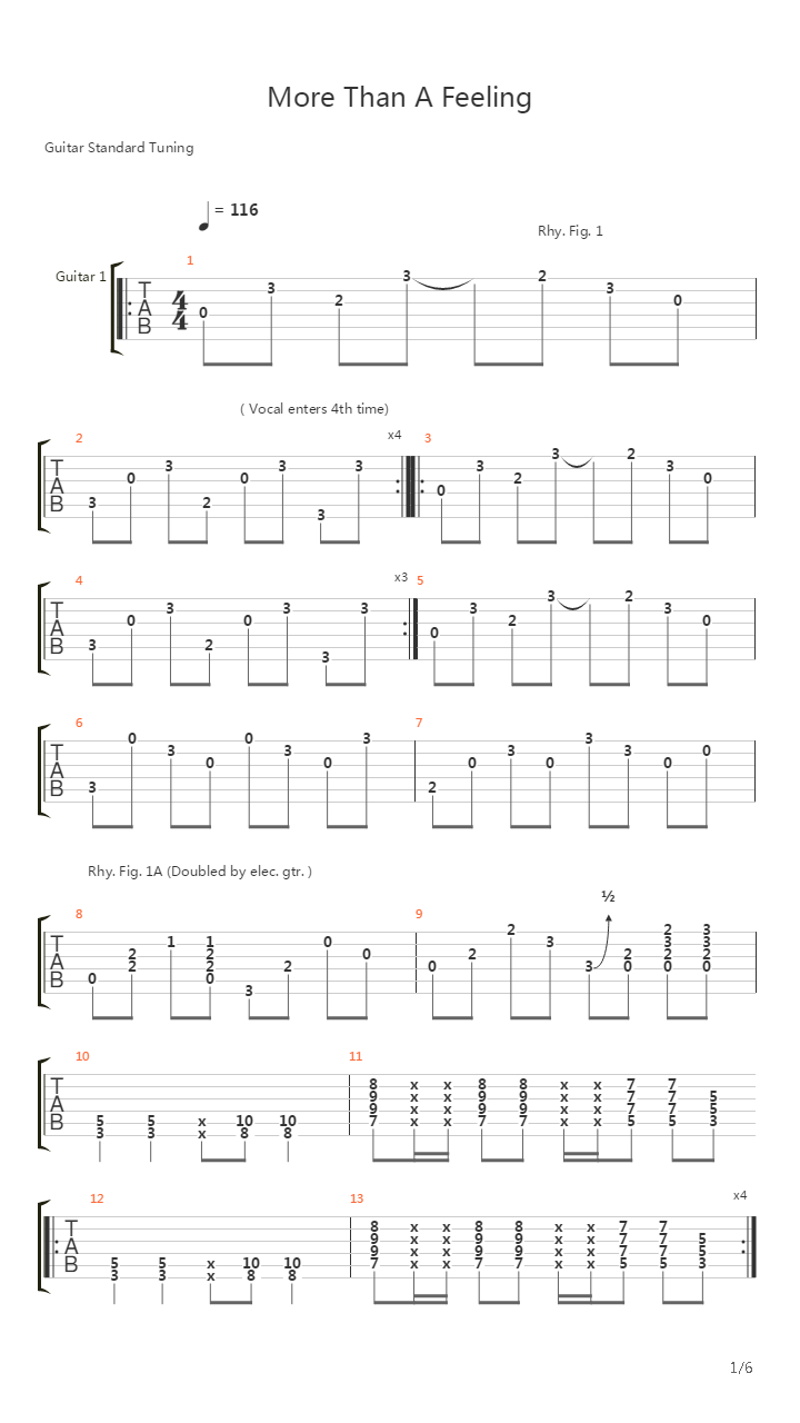 More Than A Feeling吉他谱