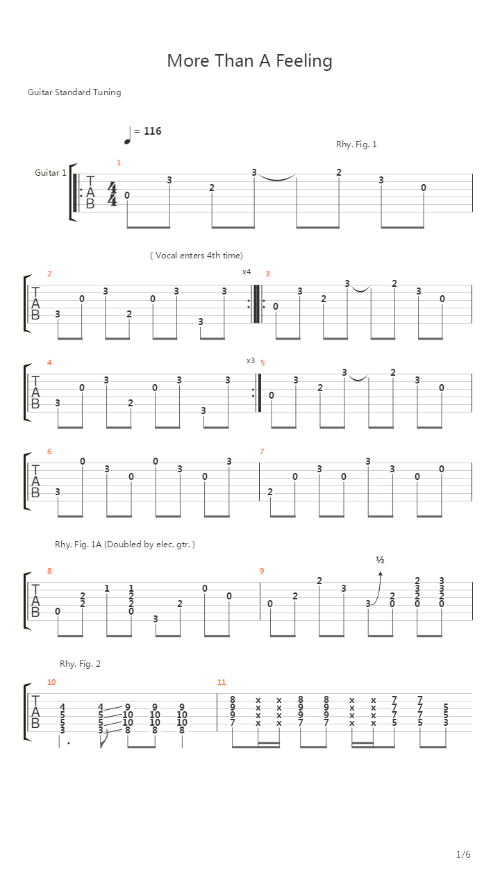More Than A Feeling吉他谱
