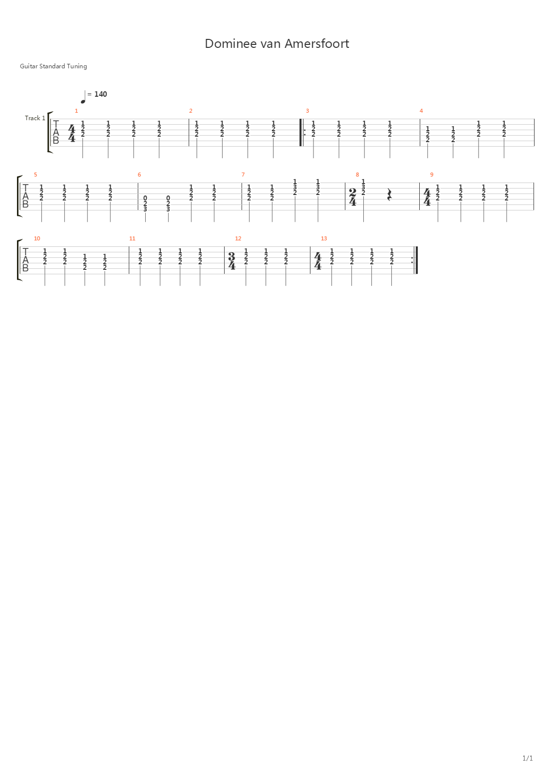 Dominee Van Amersfoort吉他谱