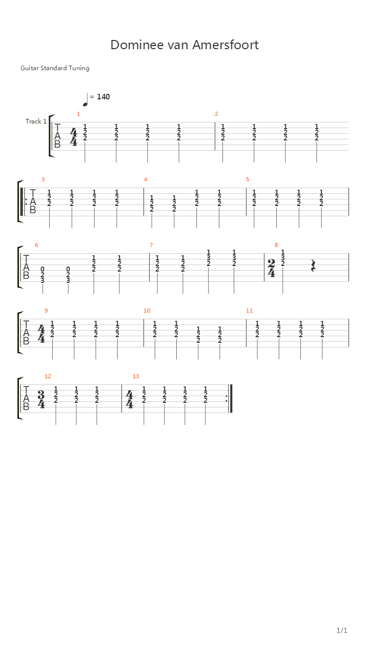 Dominee Van Amersfoort吉他谱