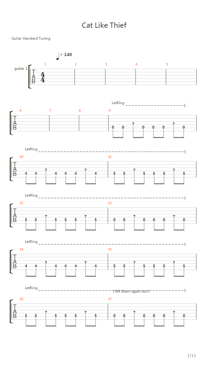 Cat Like Thief吉他谱