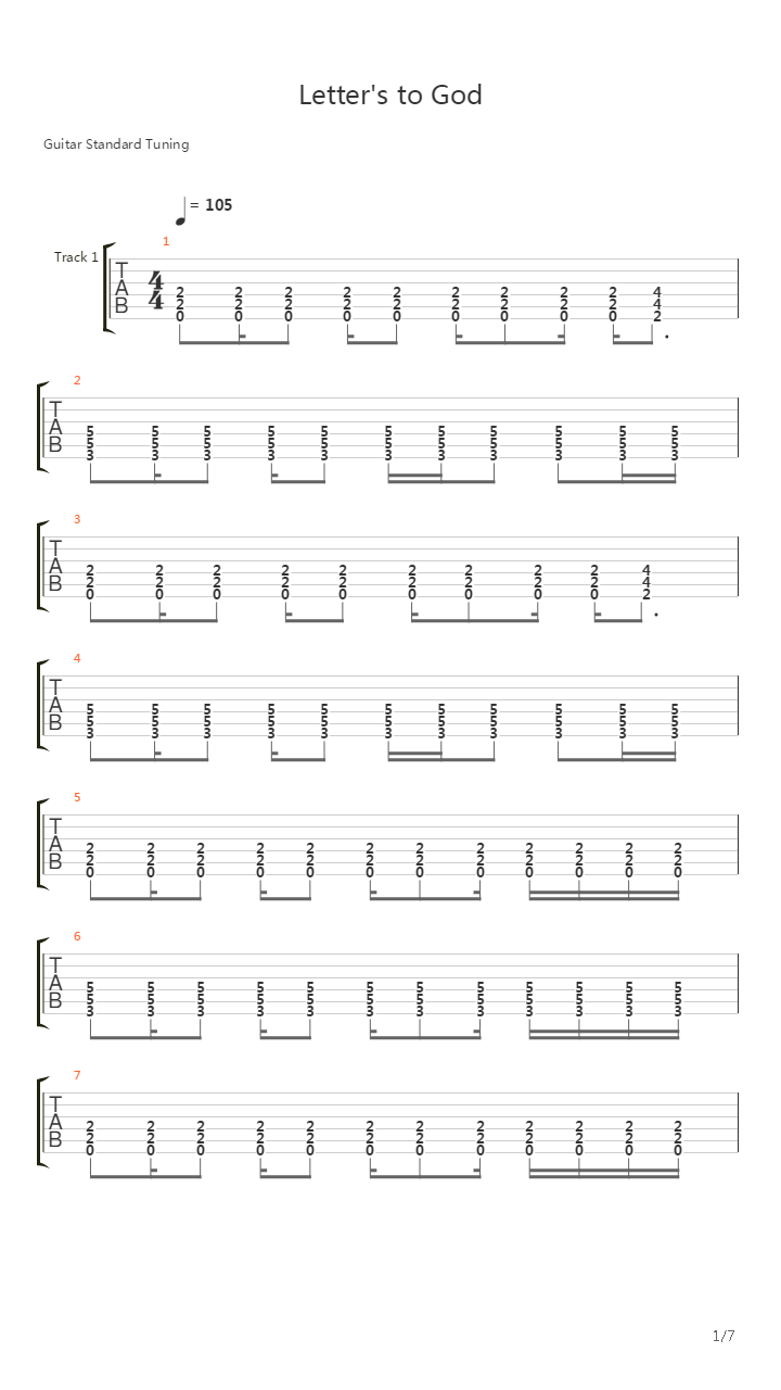 Letter To God吉他谱