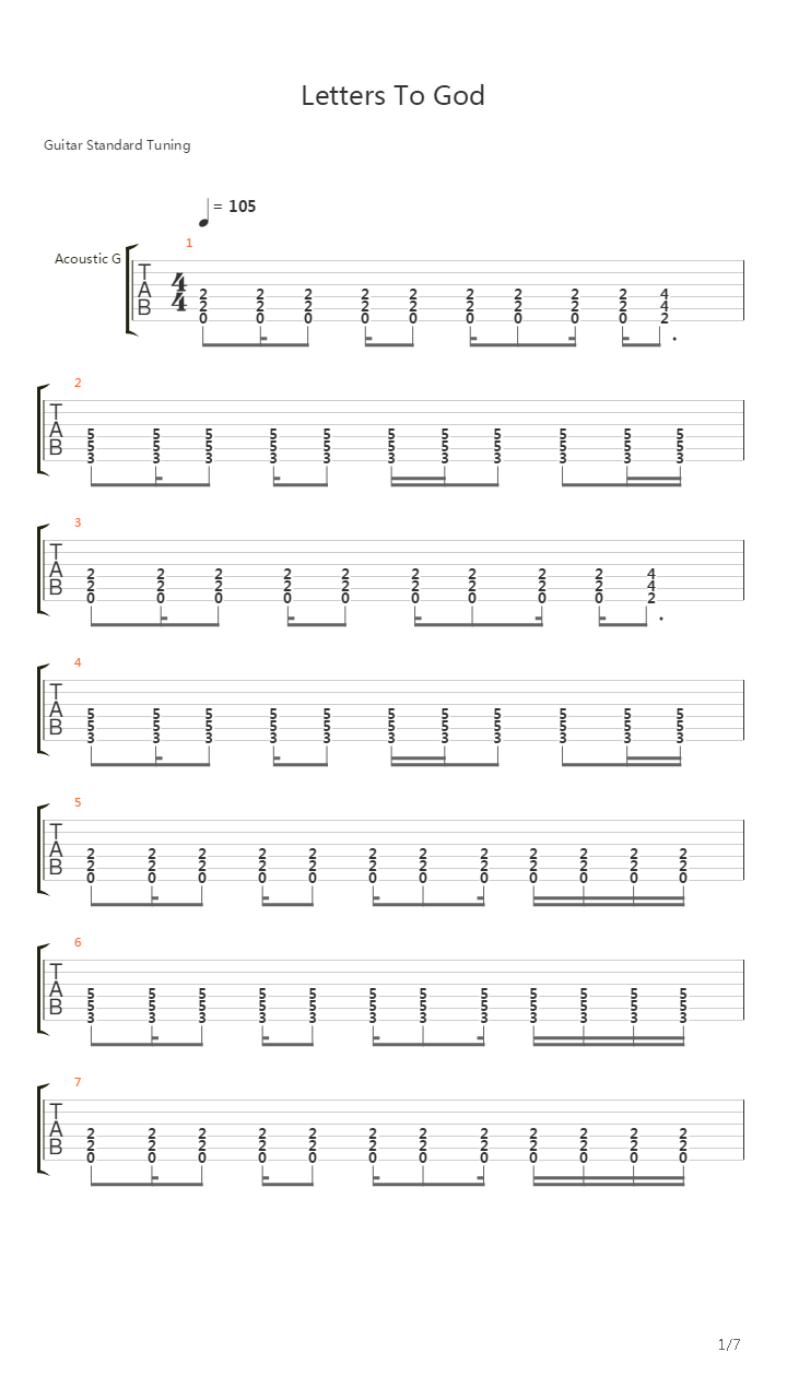 Letters To God吉他谱