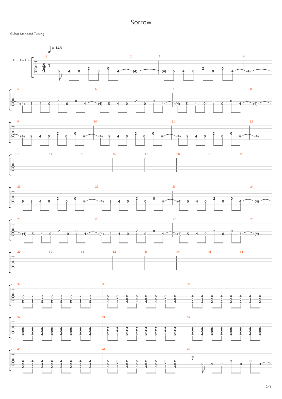 Sorrow吉他谱