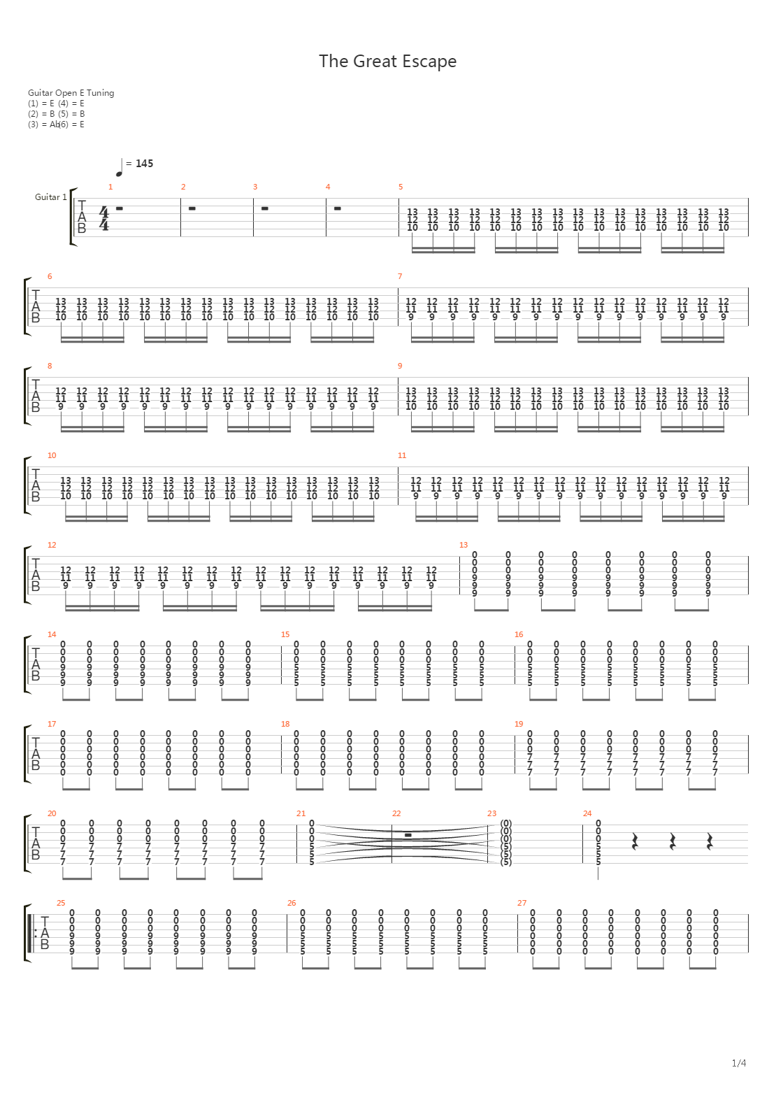 Great Escape吉他谱