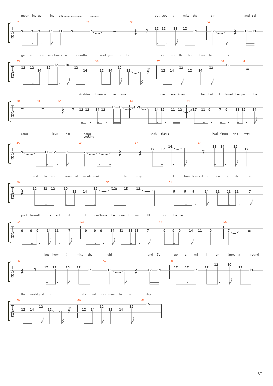 Aubrey吉他谱