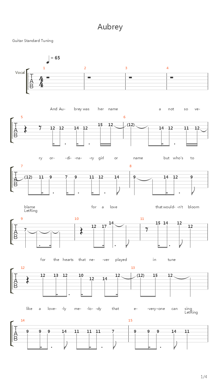 Aubrey吉他谱