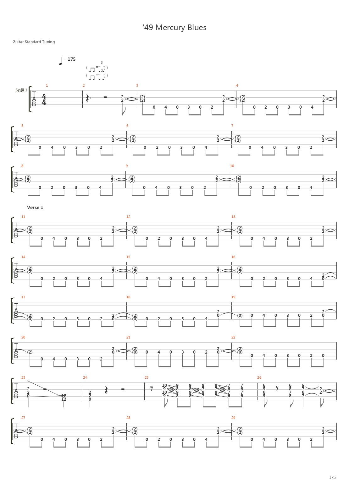 49 Mercury Blues吉他谱