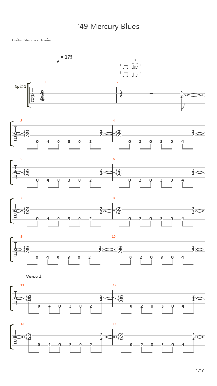 49 Mercury Blues吉他谱