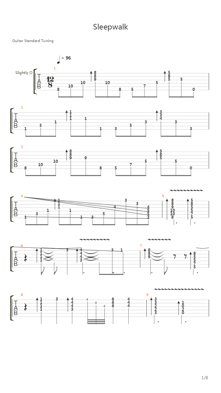 Sleepwalk吉他谱