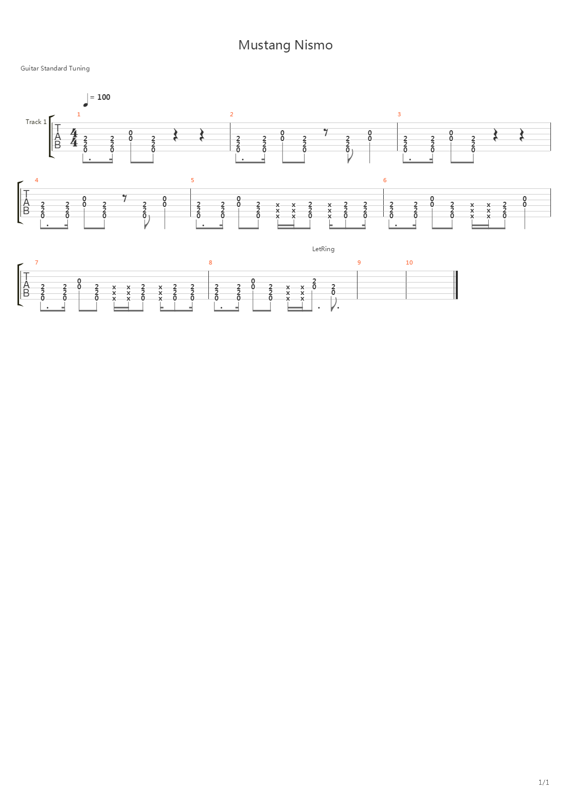 Mustang Nismo吉他谱