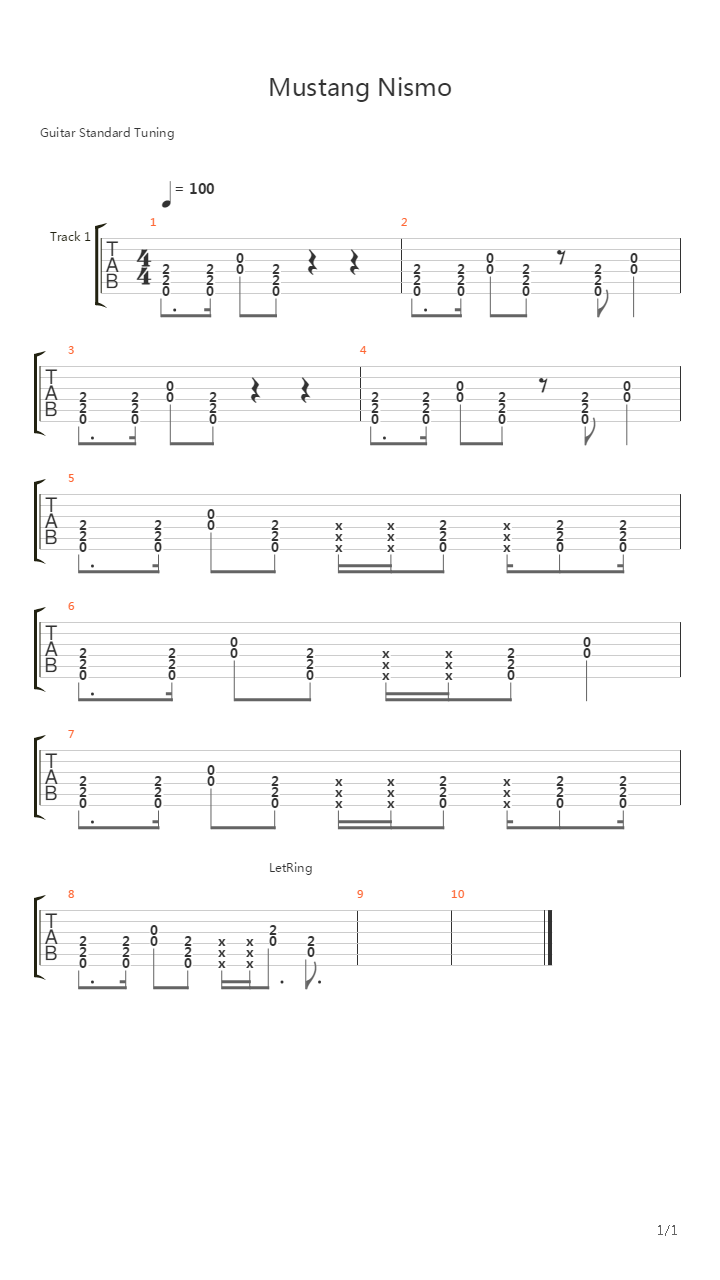 Mustang Nismo吉他谱
