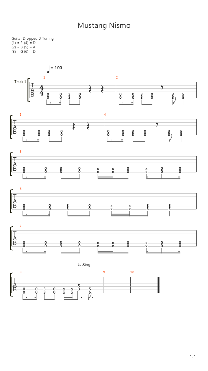 Mustang Nismo吉他谱