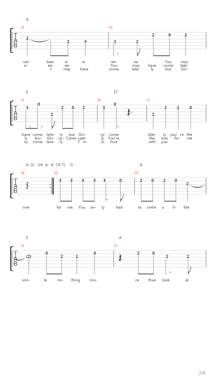 Ginny Come Lately吉他谱