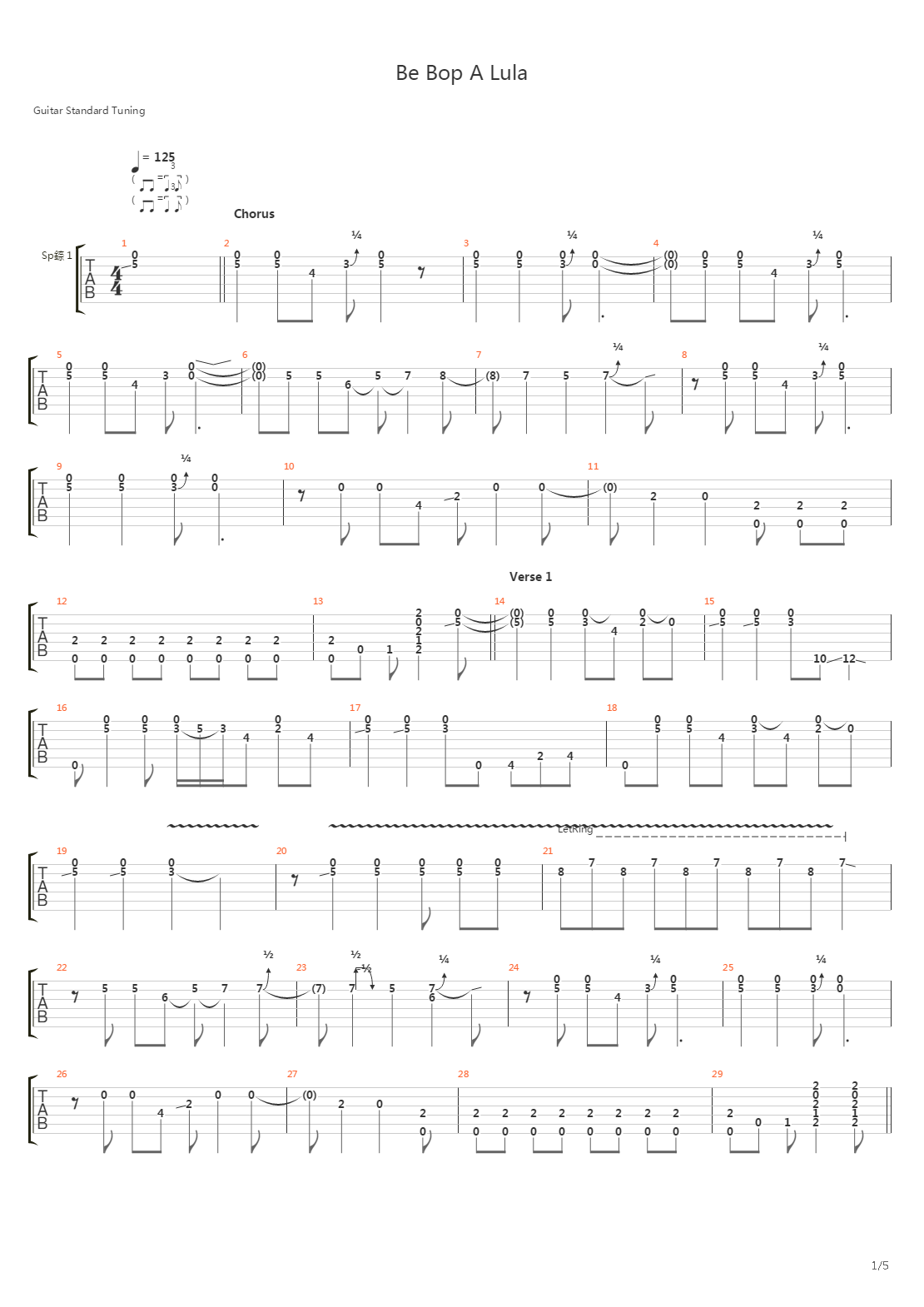 Be Bop A Lula吉他谱
