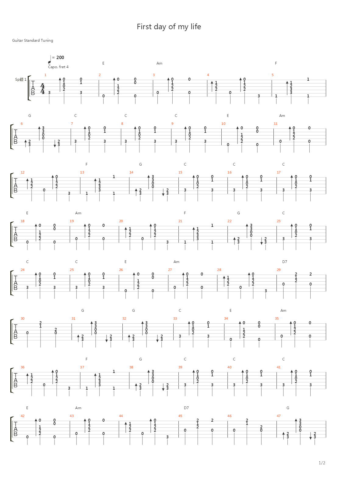First Day Of My Life吉他谱
