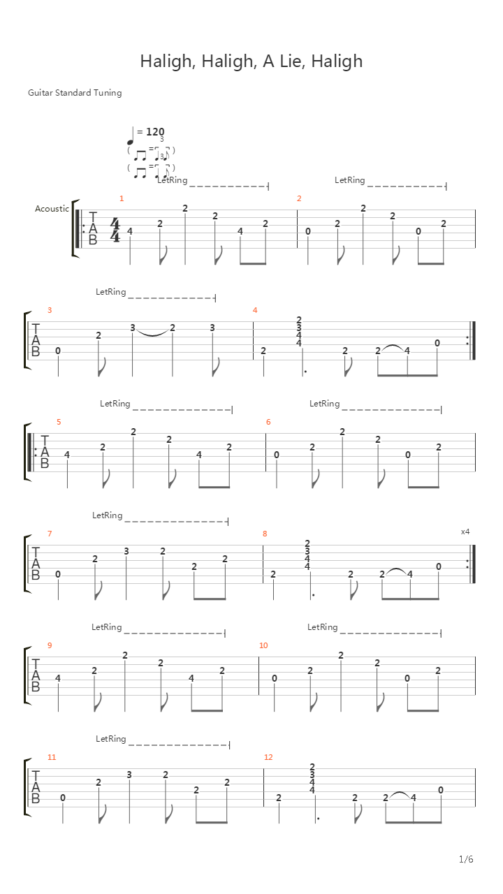 Haligh Haligh A Lie Haligh吉他谱