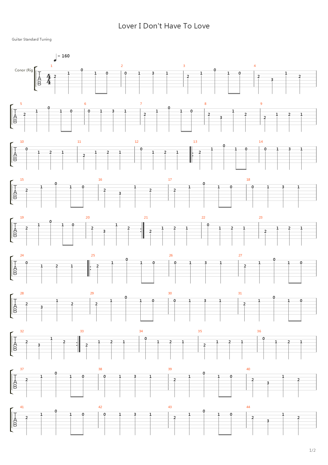 Lover I Dont Have To Love吉他谱