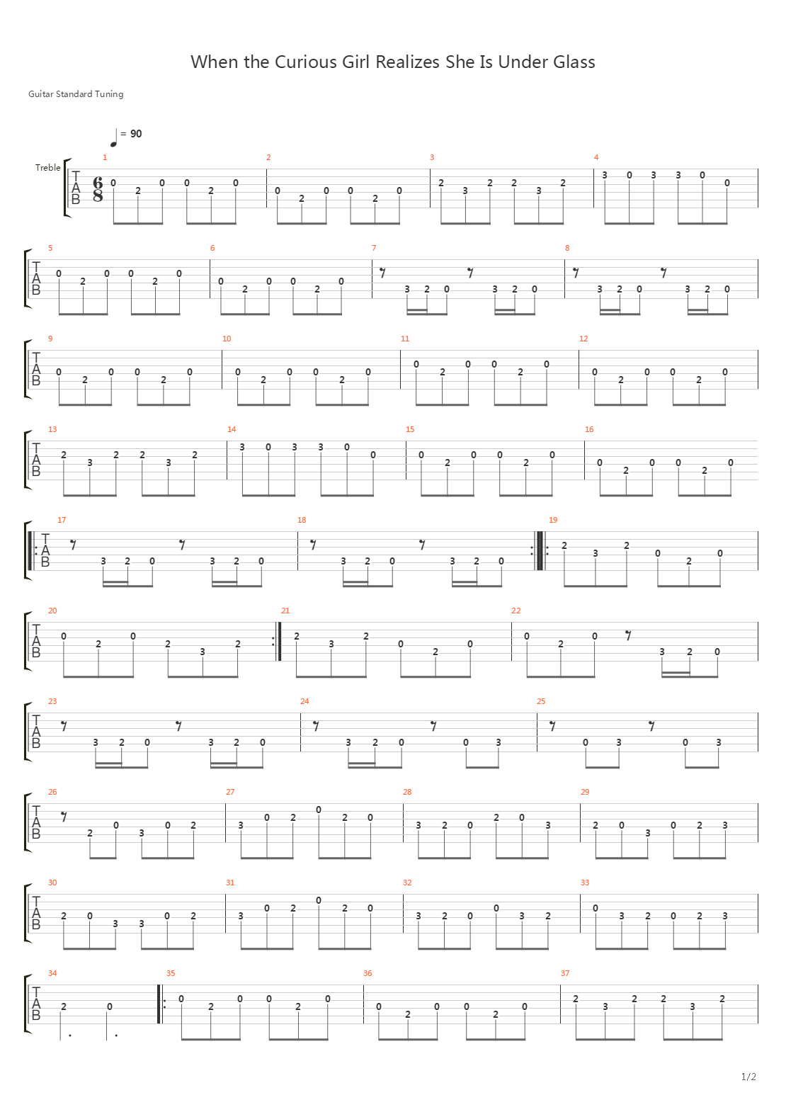 When The Curious Girl Realizes She Is Under Glass吉他谱