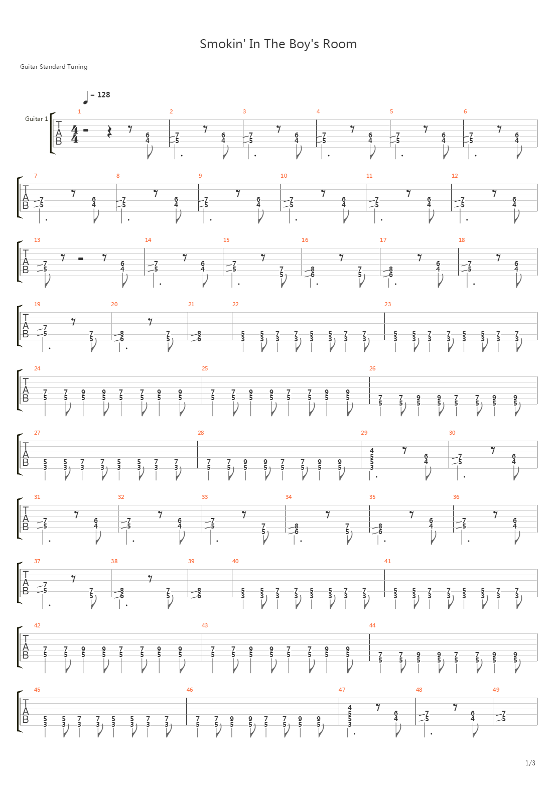Smokin In The Boys Room吉他谱