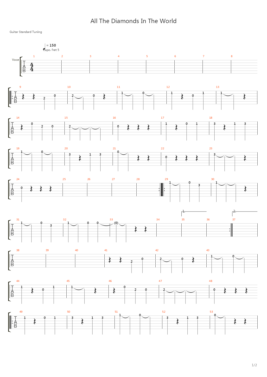 All The Diamonds In The World吉他谱