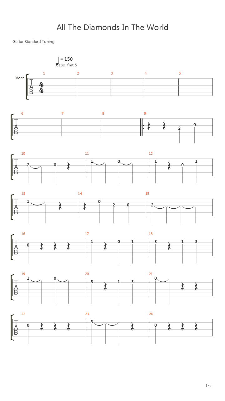 All The Diamonds In The World吉他谱