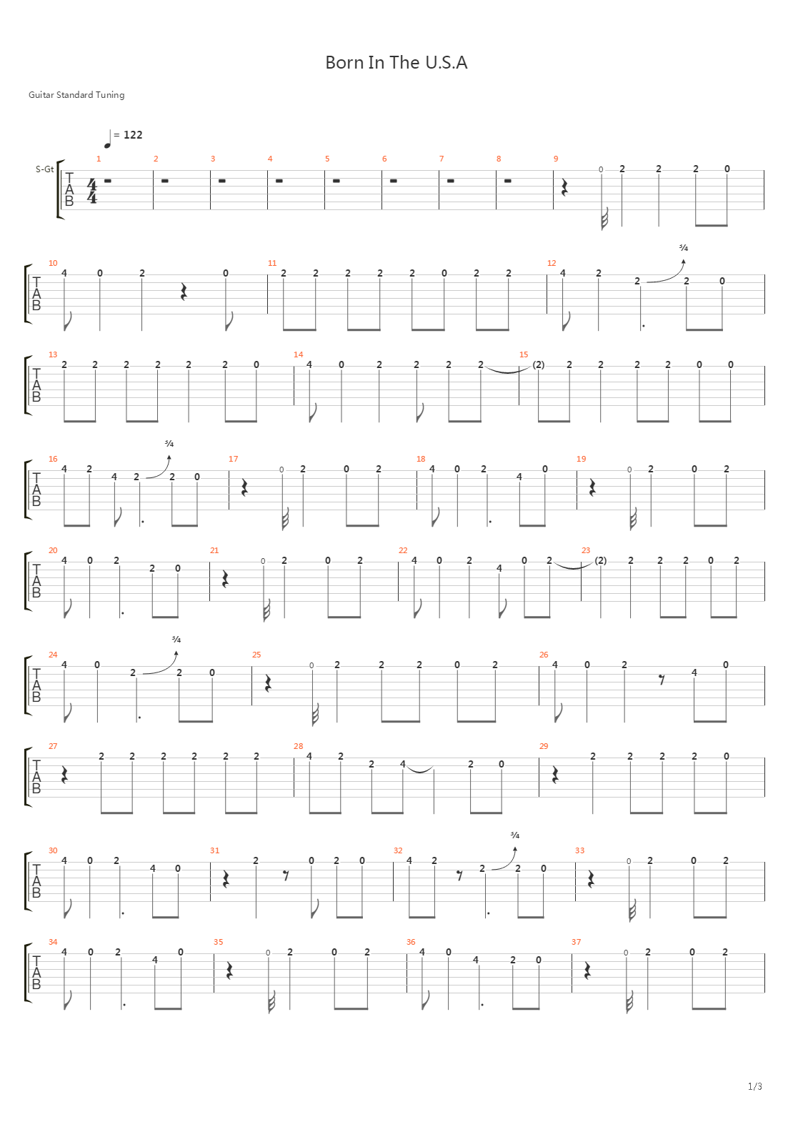 Born In The Usa吉他谱