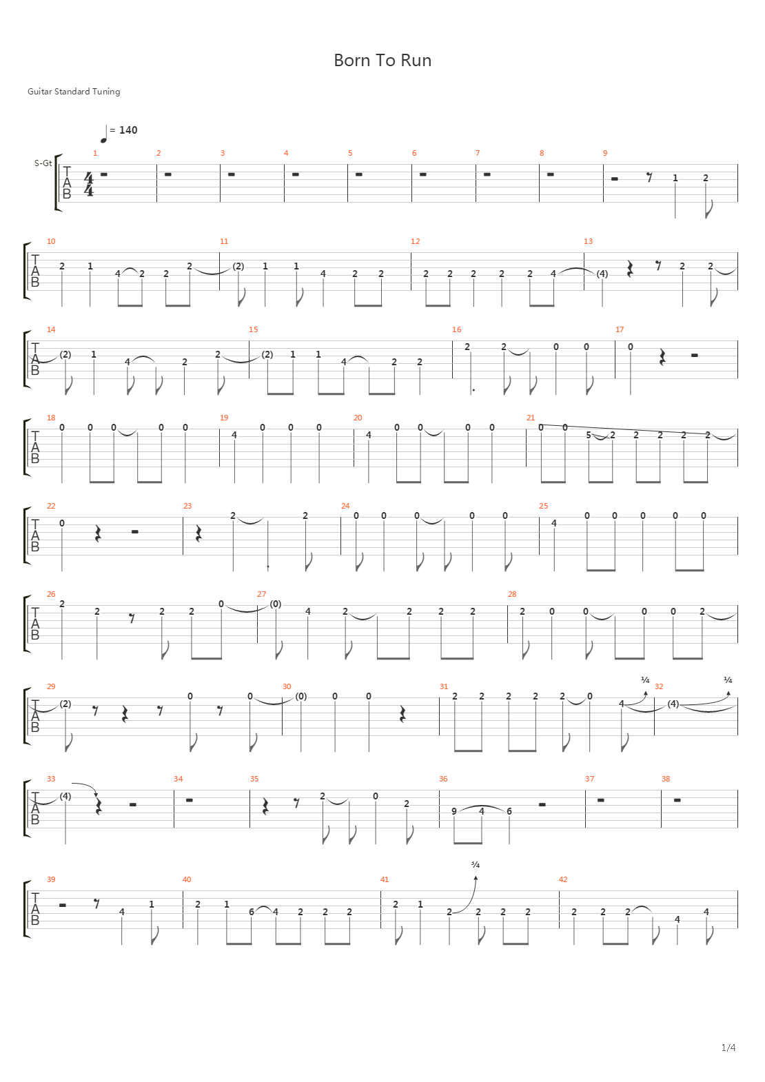Born To Run吉他谱