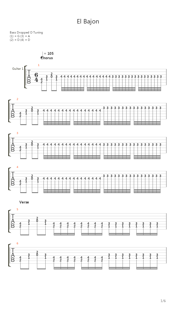 El Bajon吉他谱