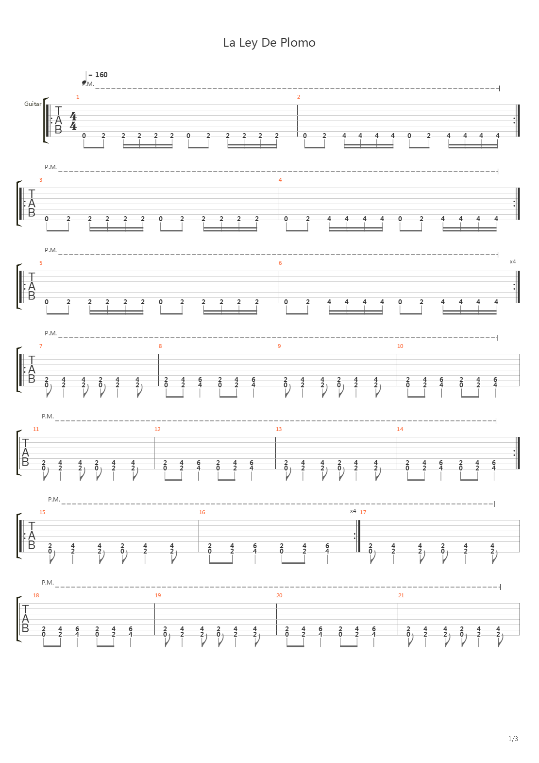 La Ley De Plomo吉他谱