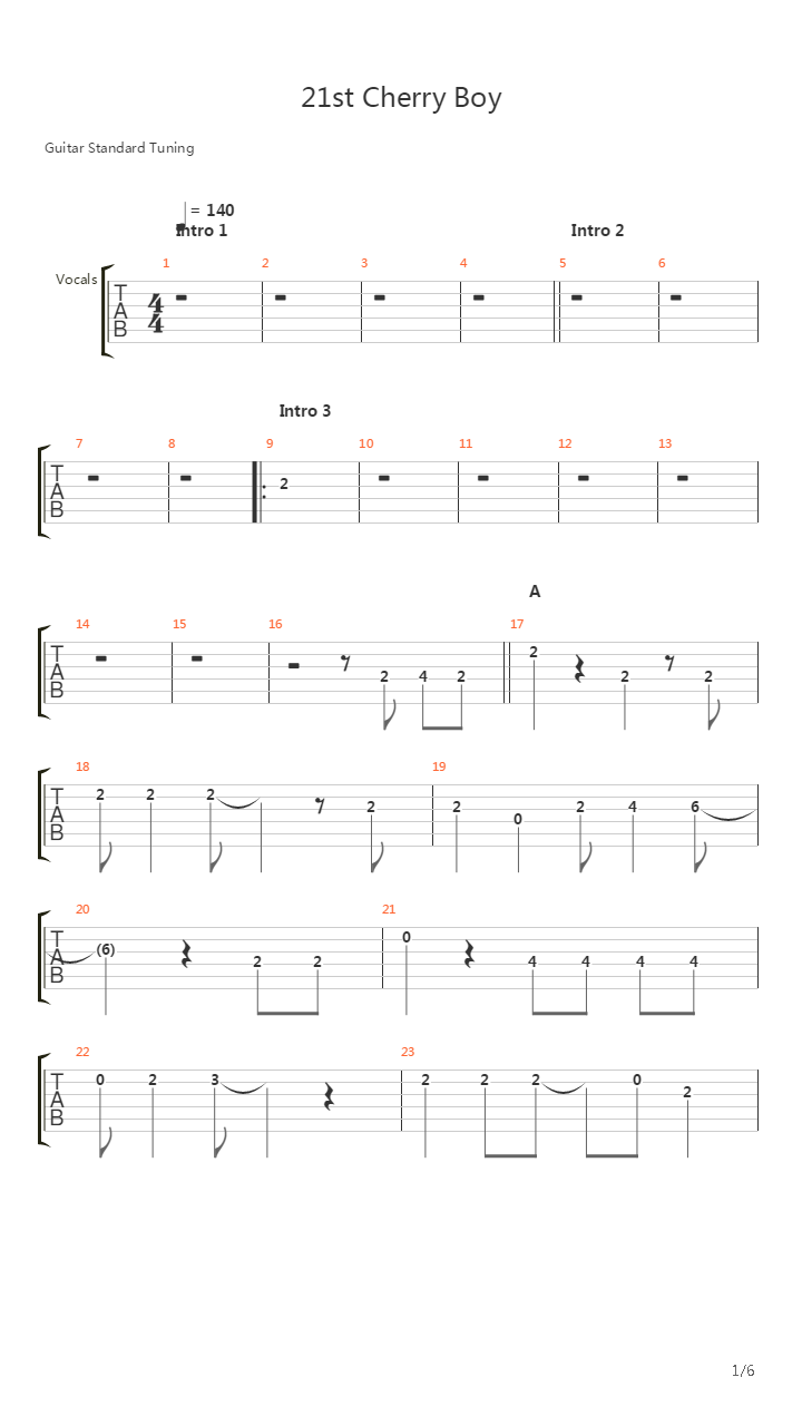 21st Cherry Boy吉他谱