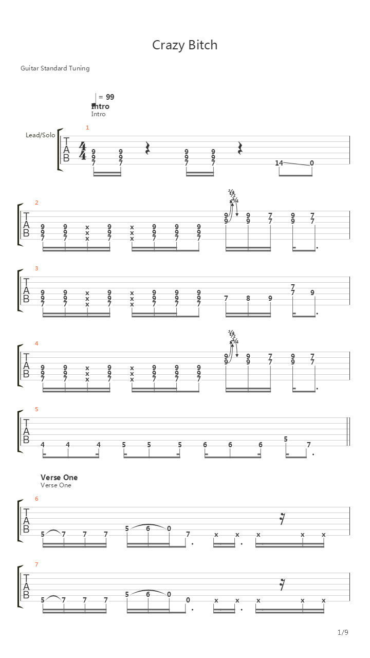 Crazy Bitch吉他谱