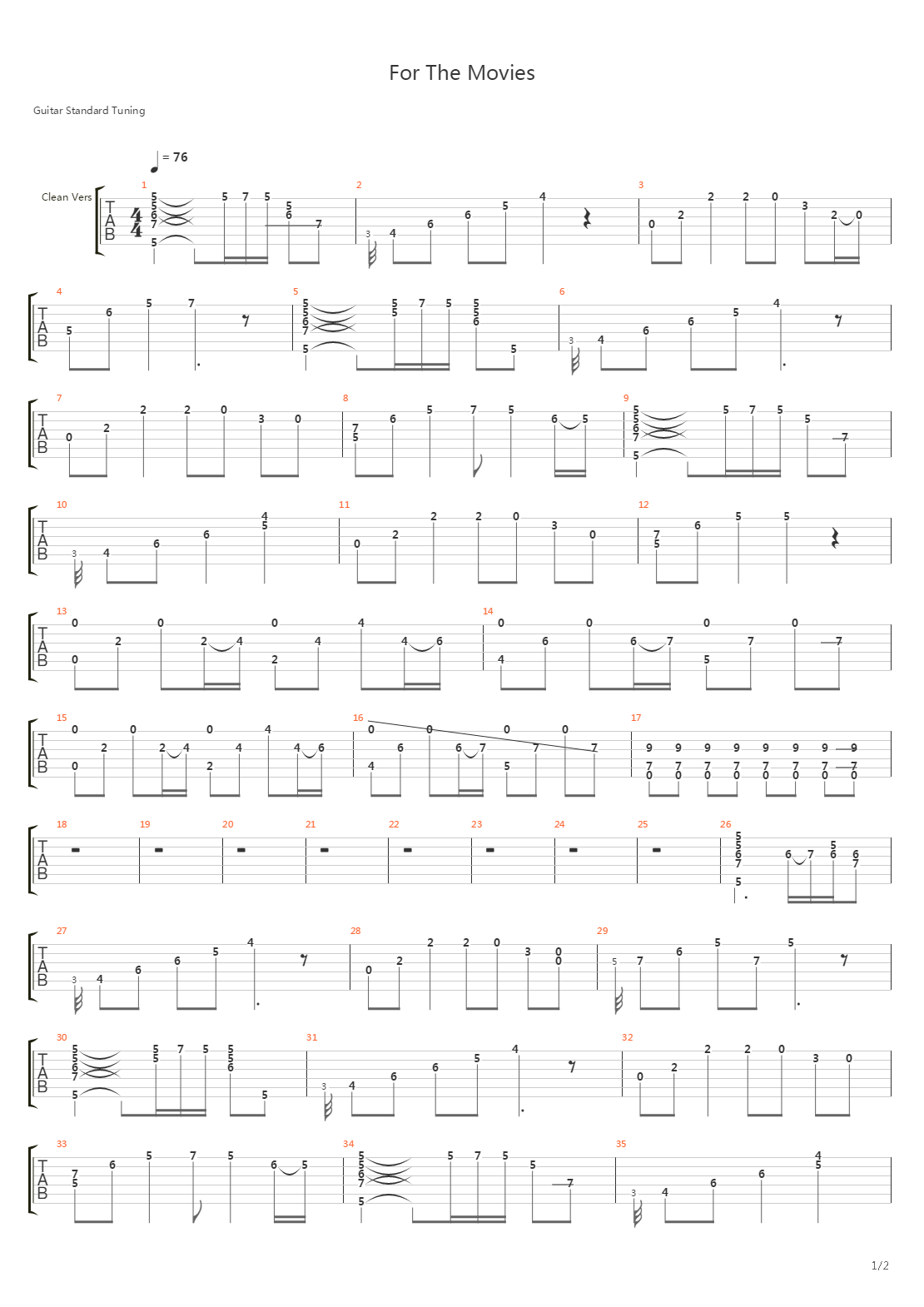 For The Movies吉他谱