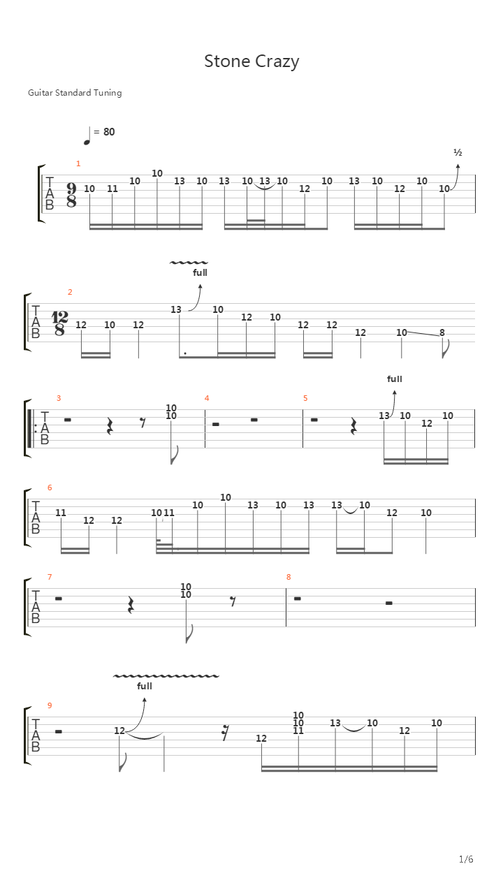 Stone Crazy吉他谱