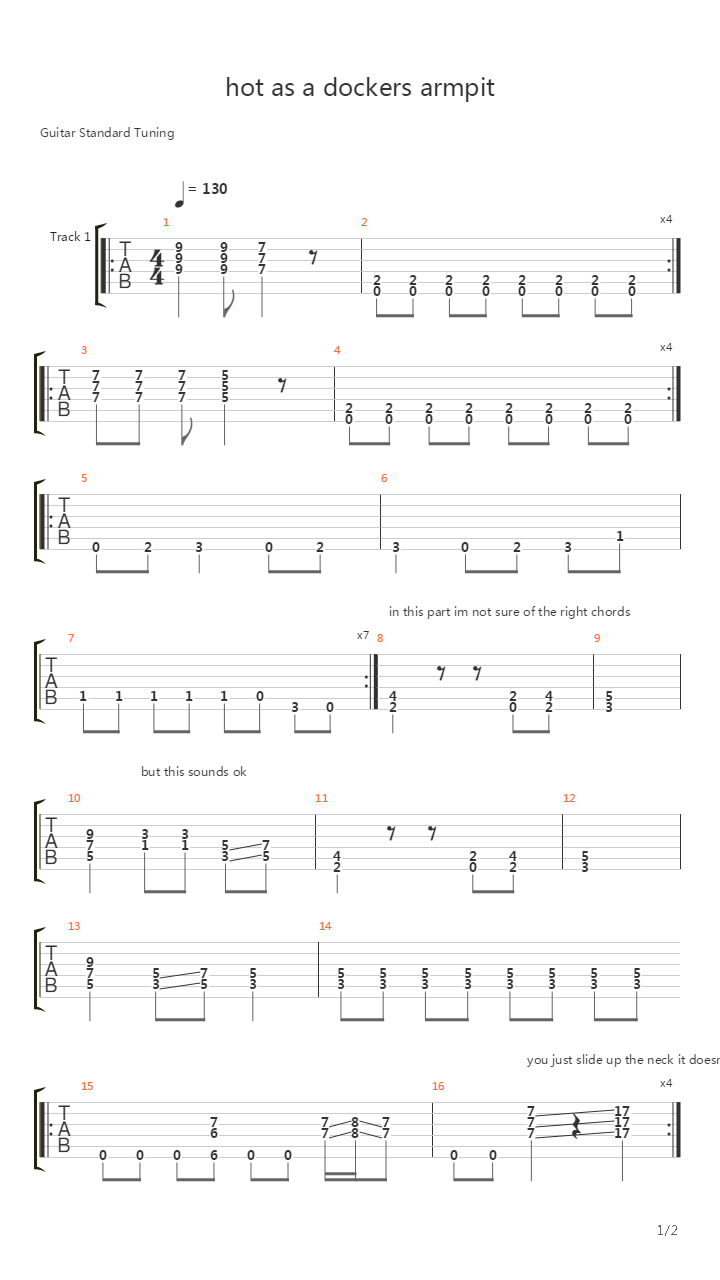 Hot As A Dockers Armpit吉他谱
