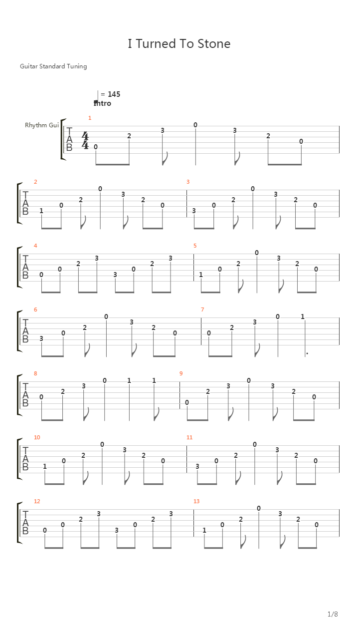 I Turned To Stone吉他谱