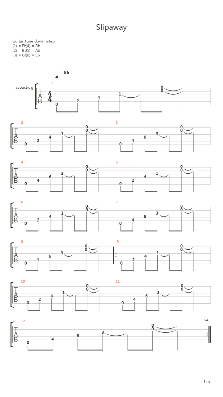 Slipaway吉他谱